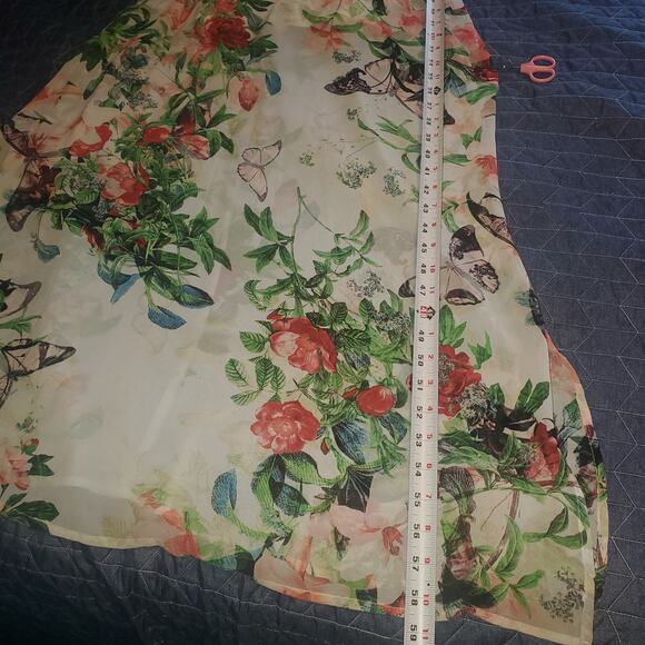 Y2K Women’s Maxi Dress Size S Drop Waist Sheer Floral Fairy Core Garden Ethereal - Picture 10 of 10